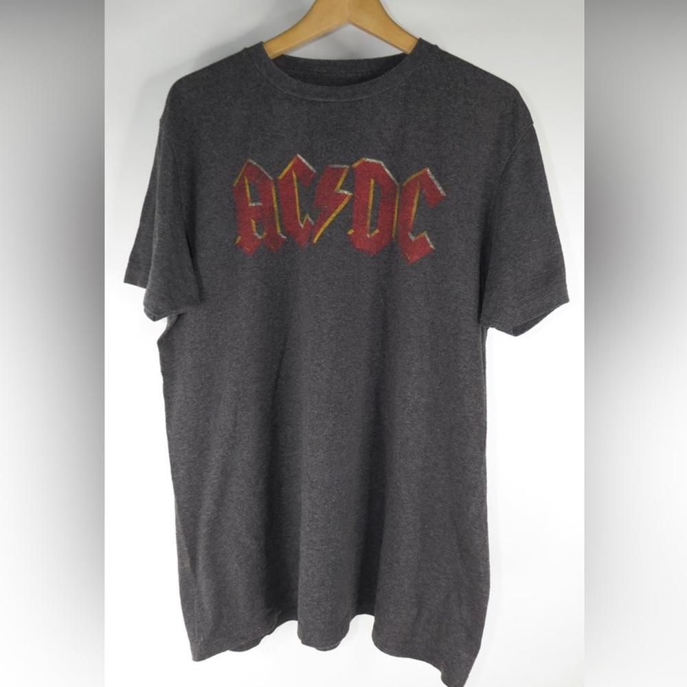 AC/DC Charcoal Tee with Red Logo Adult Large